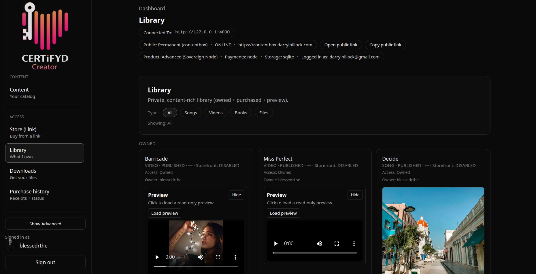 Personal creator workspace for releases, proofs, and publishing